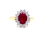 Parrys Jewellers 18ct Yellow Gold 1.37ct Natural Ruby and Diamond Ring TDW 0.50ct