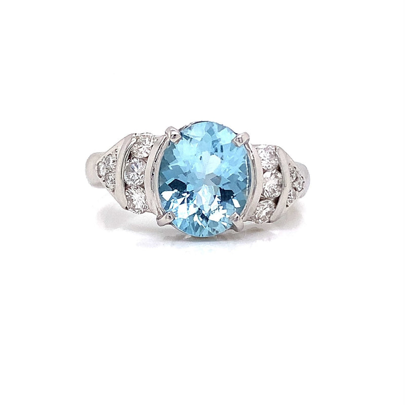 Parrys Jewellers Platinum 2.10 Aquamarine Diamond Dress Ring TDW 0.39ct