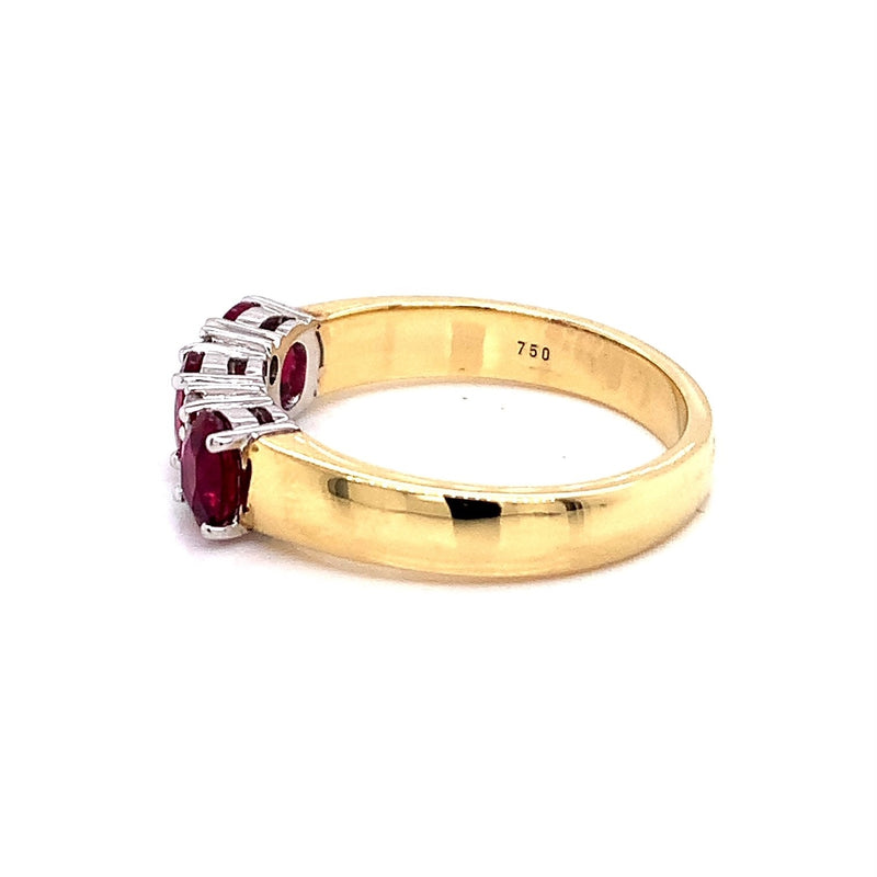 Parrys Jewellers 18ct Yellow Gold Natural Ruby And Diamond Ring TDW 0.16ct