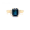 Parrys Jewellers 9ct Yellow Gold London Blue Topaz And Diamond Set Ring TDW 0.10ct