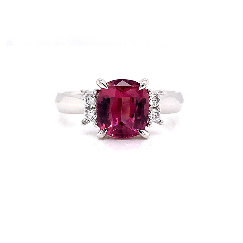 Parrys Jewellers 9ct White Gold 2.04ct Rhodalite Garnet and Diamond Ring TDW 0.10ct
