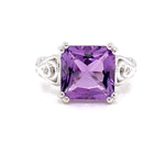 Parrys Jewellers 9ct White Gold 4.2ct Amethyst and Diamond Ring TDW 0.03ct