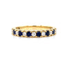 Parrys Jewellers 18ct Yellow Gold Carre Cut Sapphire and Round Brilliant Diamond Ring