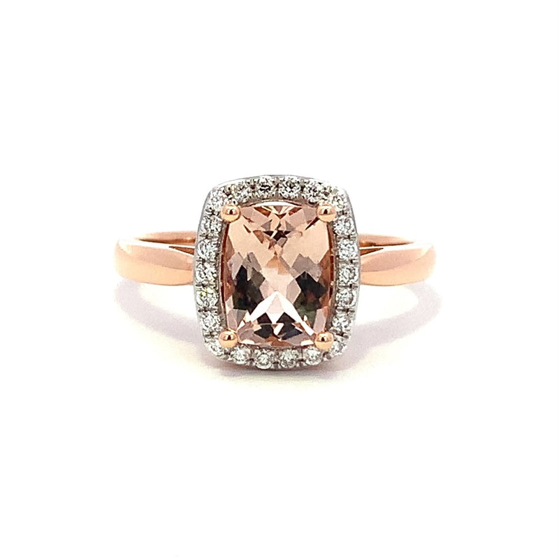 Parrys Jewellers 18ct Rose Gold 1.28ct Morganite and Diamond Ring