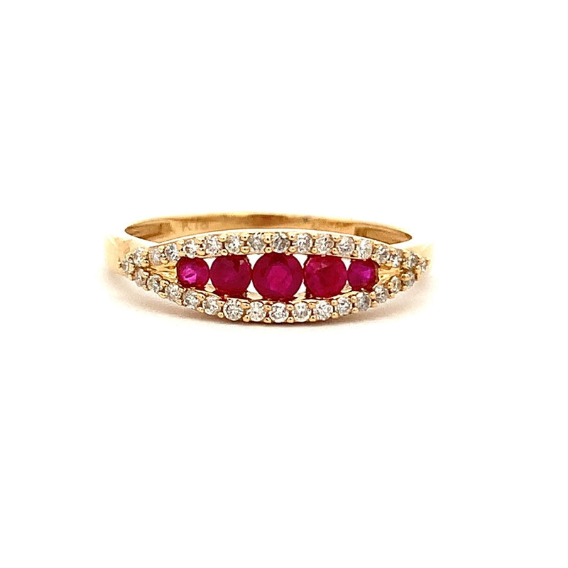 Parrys Jewellers 18ct Yellow Gold Ruby and Diamond Dress Ring