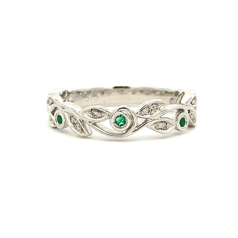 Parrys Jewellers 9ct White Gold Emerald and Diamond Ring
