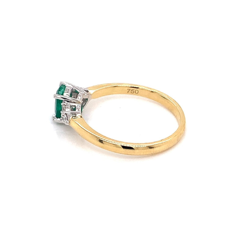 Parrys Jewellers 18ct Yellow Gold 0.84ct Emerald and Diamond Set Ring TDW 0.11ct