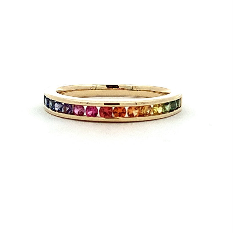 Parrys Jewellers 9ct Yellow Gold Multi-Coloured Sapphire Channel Set Band