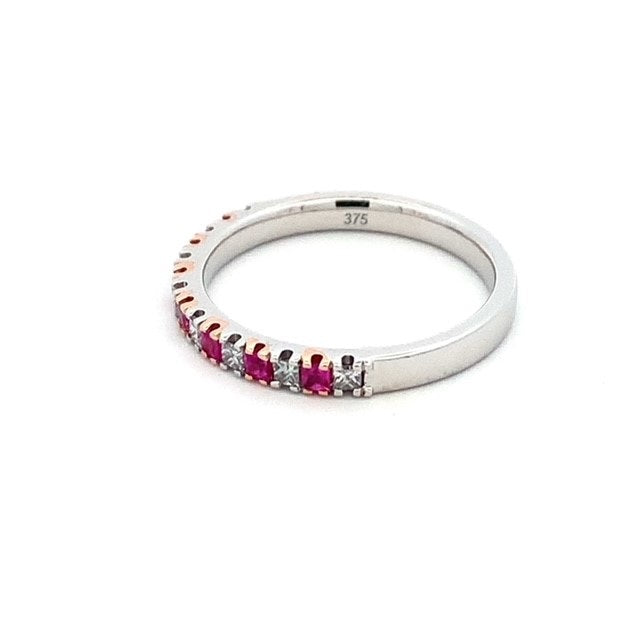 Parrys Jewellers 9ct White Gold & Rose Gold Pink Sapphire & Diamond Set Ring