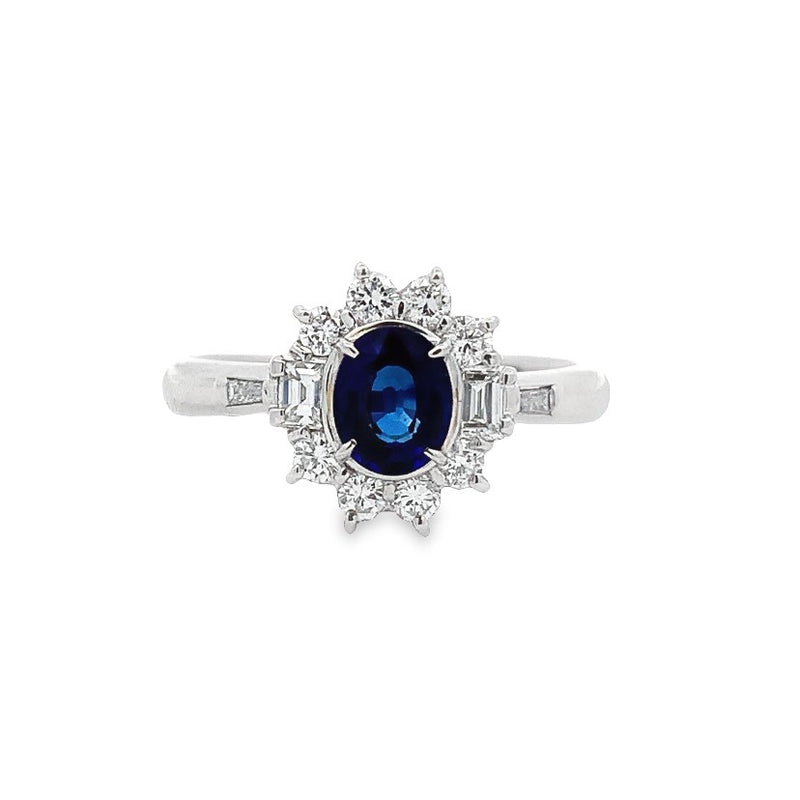 Parrys Jewellers Platinum 0.71ct Blue Sapphire & Diamond Ring TDW=0.45ct