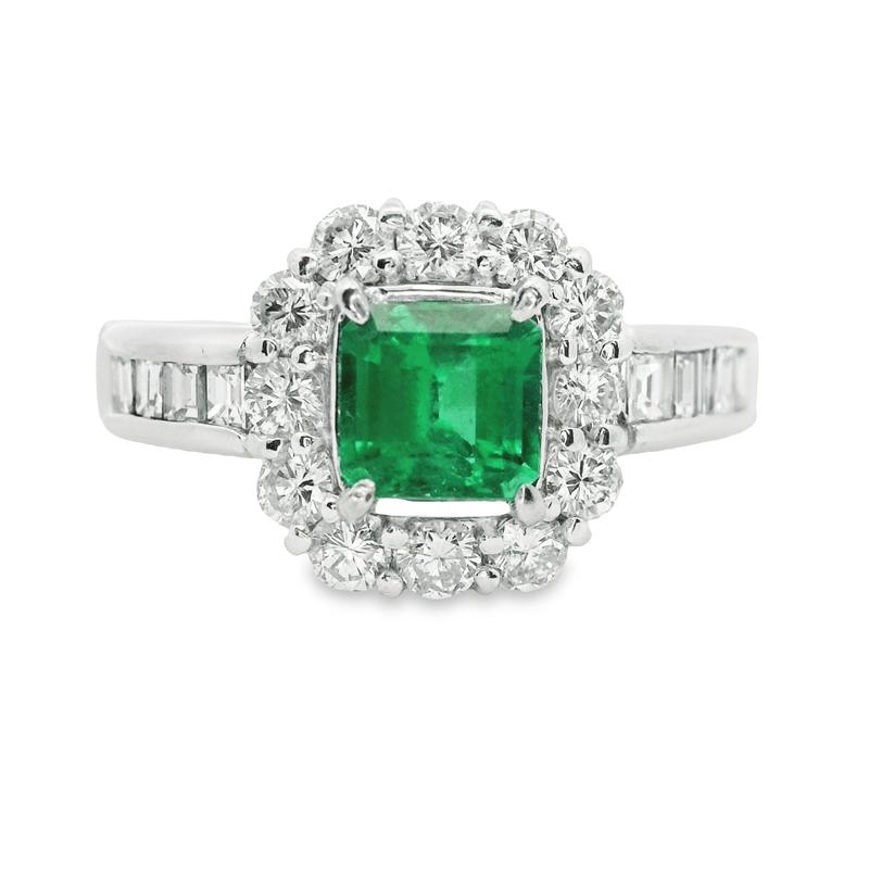 Parrys Jewellers Platinum 0.80 Natural Emerald and Diamond Ring TDW 0.91ct