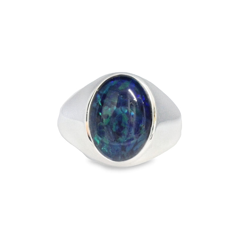 Sterling Silver Gents 14x10mm Opal Triplet Ring