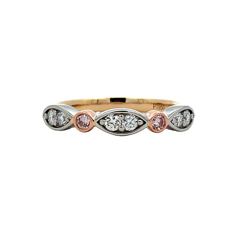 Parrys Jewellers 9ct Yellow Gold, Rose Gold and Platinum Pink Diamond Band TDW 0.31ct