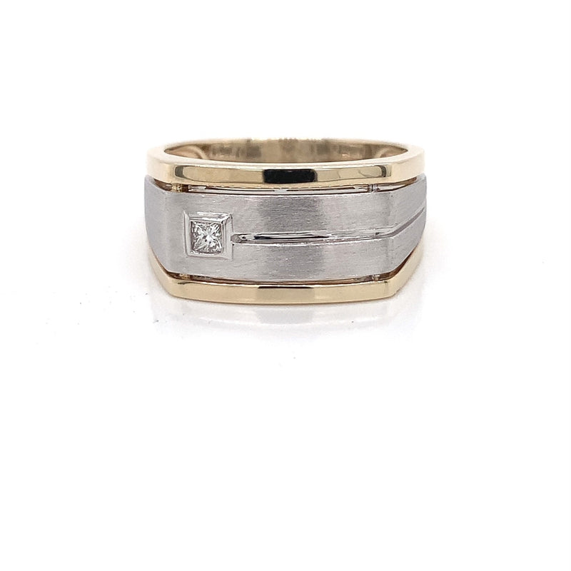 Parrys Jewellers 9ct Two-Tone Princess Cut Diamond Flat Top Ring TDW 0.14ct