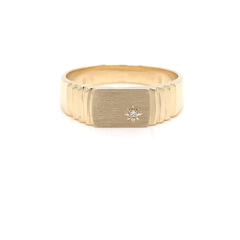 Parrys Jewellers 9ct Yellow Gold Diamond Set Flat Top Ring