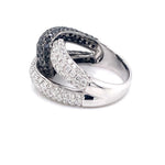 Parrys Jewellers 18ct White Gold Diamond and Black Diamond Set Dress Ring TDW 3.12ct