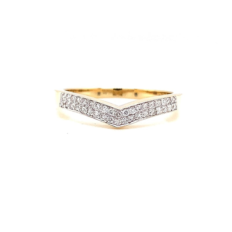 Parrys Jewellers 9ct Yellow Gold Diamond Set Curved Ring TDW 0.19ct