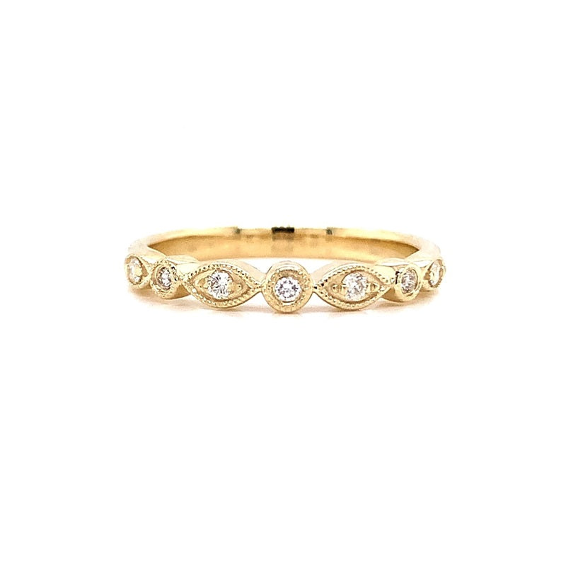 Parrys Jewellers 9ct Yellow Gold Vintage Style Diamond Set Ring TDW 0.12ct