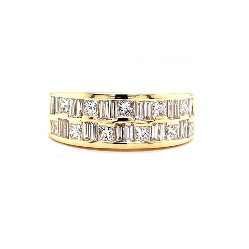 Parrys Jewellers 9ct Yellow Gold Baguette and Princess Cut Diamond Dress Ring TDW 1.3ct