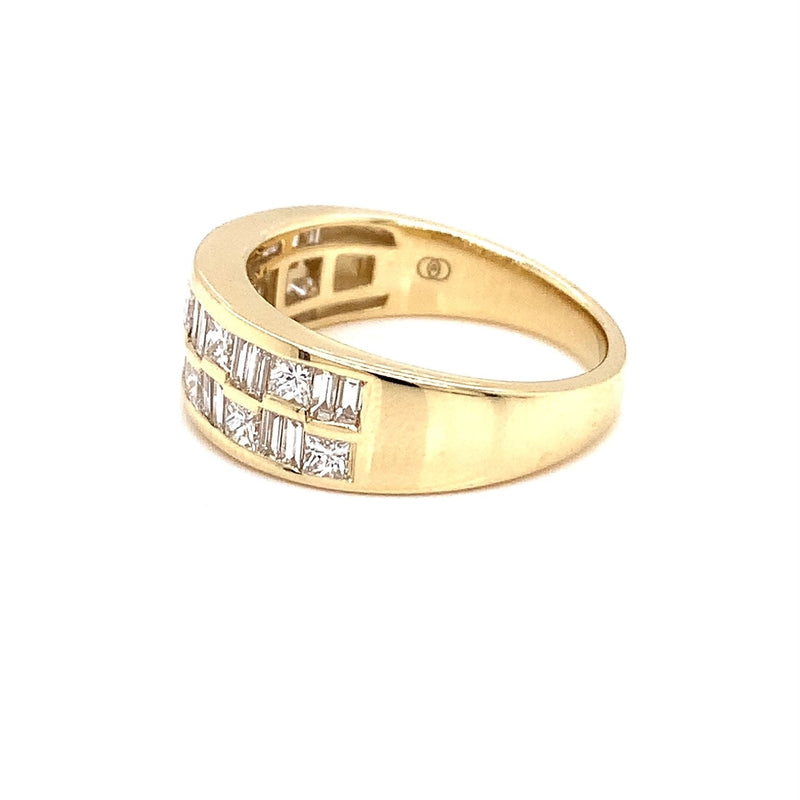 Parrys Jewellers 9ct Yellow Gold Baguette and Princess Cut Diamond Dress Ring TDW 1.3ct