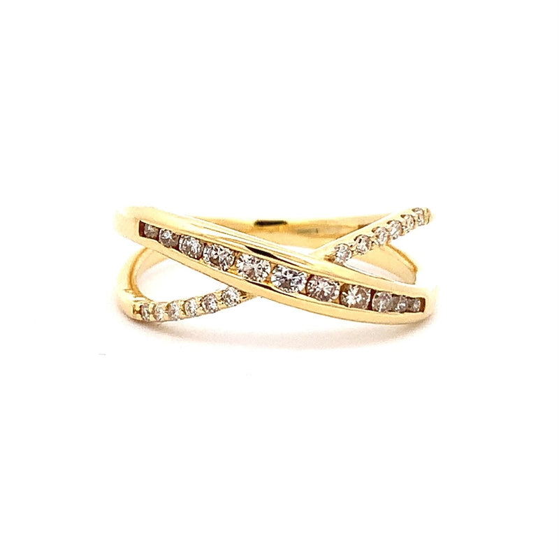 Parrys Jewellers 18ct Yellow Gold Crossover Diamond Dress Ring TDW 0.30ct