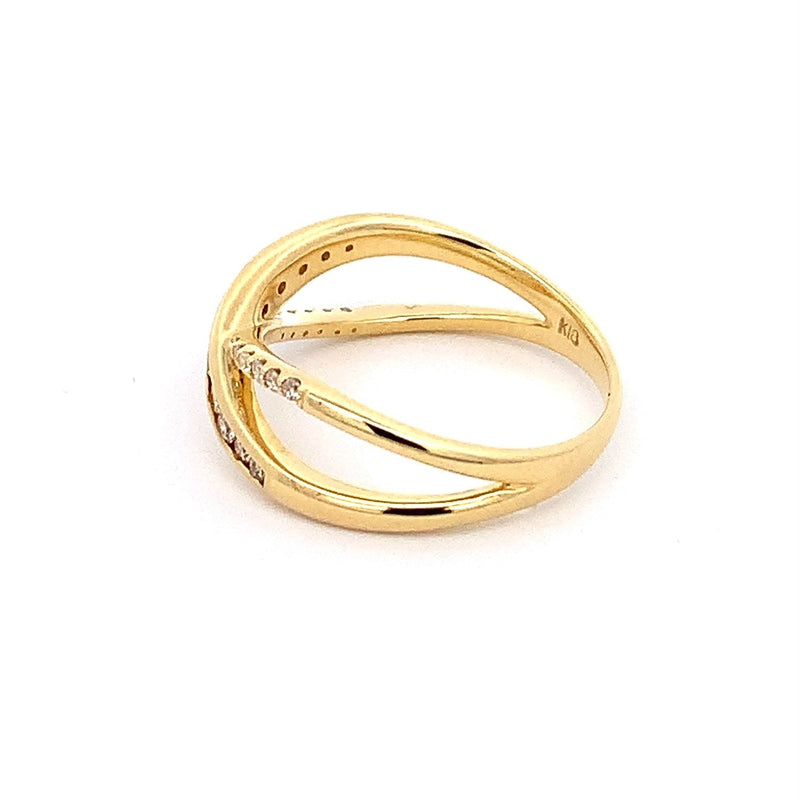 Parrys Jewellers 18ct Yellow Gold Crossover Diamond Dress Ring TDW 0.30ct
