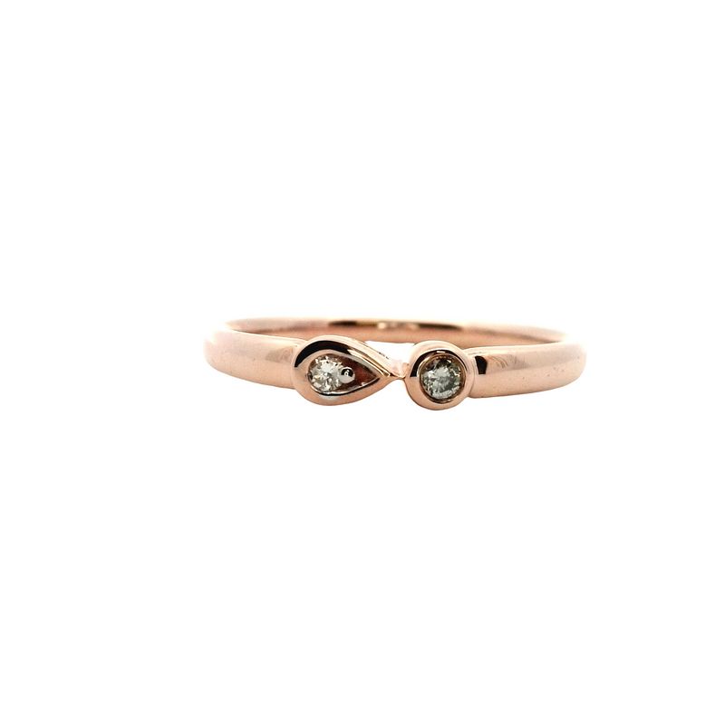 Parrys Jewellers 9ct Rose Gold Diamond Set Toi et Moi Ring TDW 0.08ct