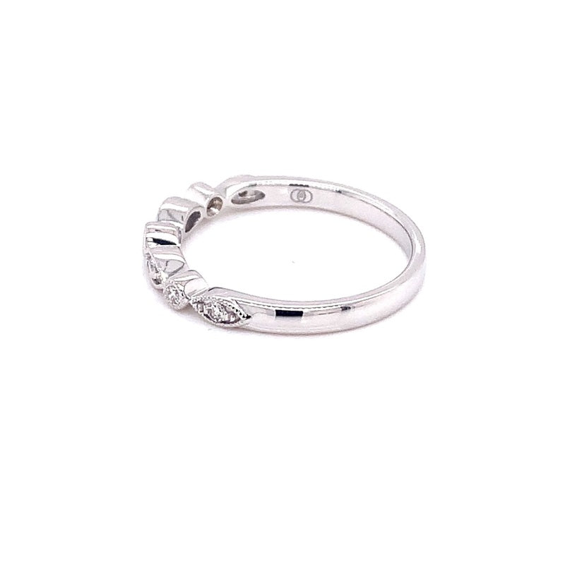 Parrys Jewellers 9ct White Gold Vintage Style Diamond Set Ring TDW 0.12ct