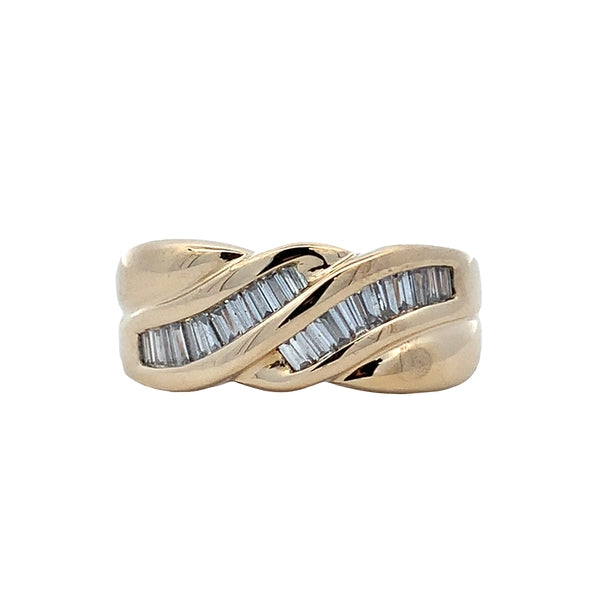 14ct Yellow Gold Double Curve Diamond Dress Ring – 0.32ct