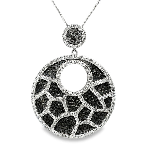 18ct White Gold Black & White Diamond Pendant TDW = 4.12ct