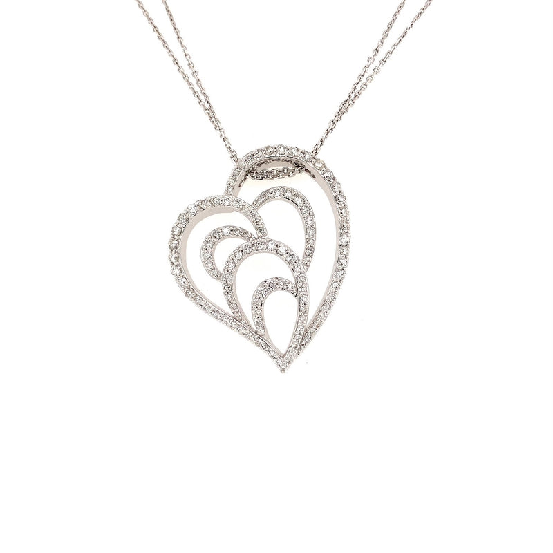 Parrys Jewellers 18ct White Gold Diamond Set Heart Pendant TDW 1.34ct