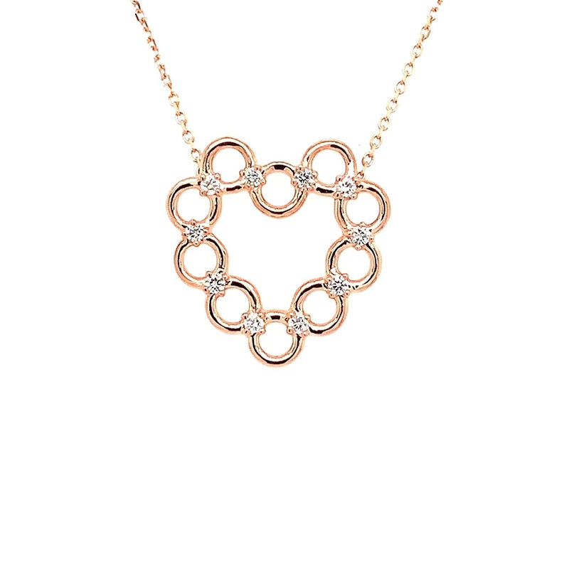 Parrys Jewellers 9ct Rose Gold Diamond Circle Heart Pendant With Rose Gold Chain TDW 0.22ct
