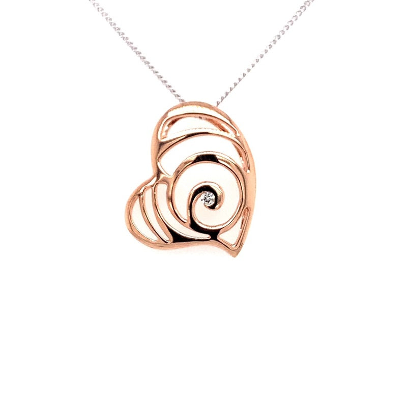Parrys Jewellers 9ct Rose Gold Diamond Set Heart Pendant TDW 0.03ct
