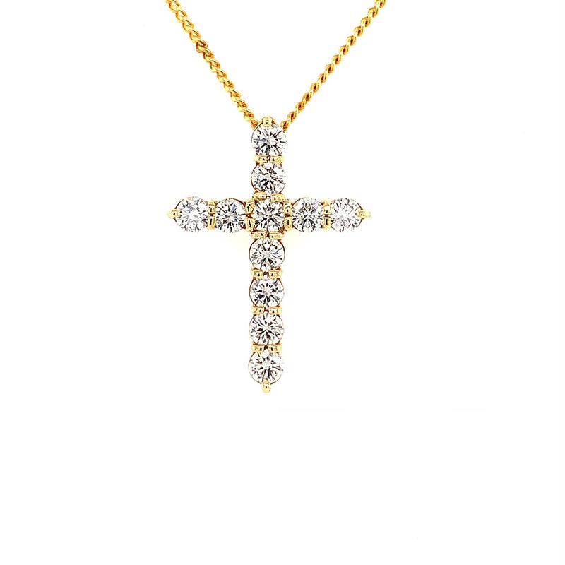 Parrys Jewellers 18ct Yellow Gold Diamond Set Cross TDW 0.92