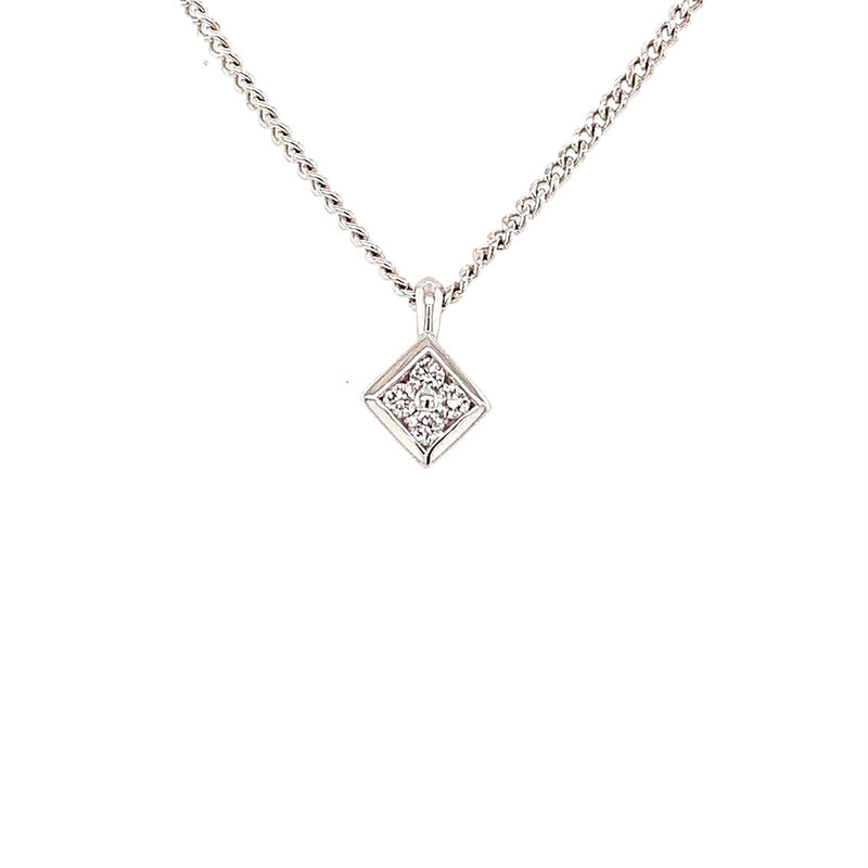 Parrys Jewellers 18ct White Gold Square Cluster Diamond Pendant TDW 0.06ct
