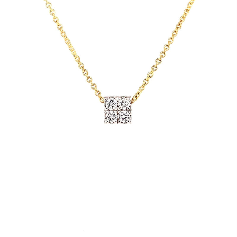 Parrys Jewellers 9ct Yellow Gold Square Diamond Cluster Pendant With Yellow Gold Chain TDW 0.15ct