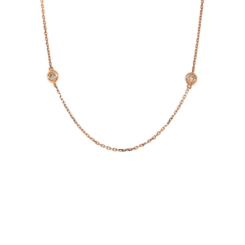 Parrys Jewellers 18ct Rose Gold Diamond Bezel Set 45cm Chain TDW 0.50ct