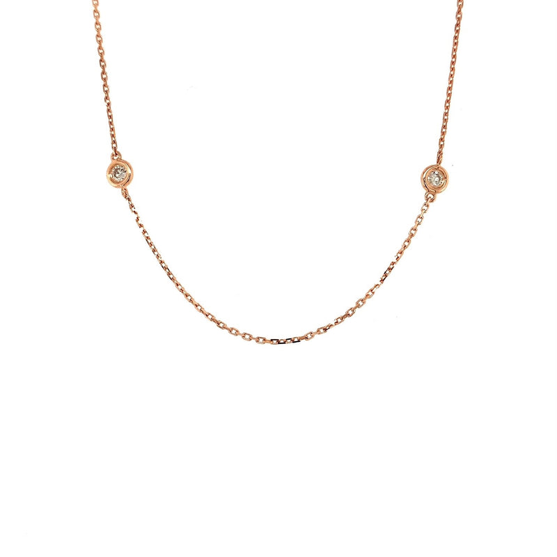 Parrys Jewellers 18ct Rose Gold Diamond Bezel Set 45cm Chain TDW 0.50ct