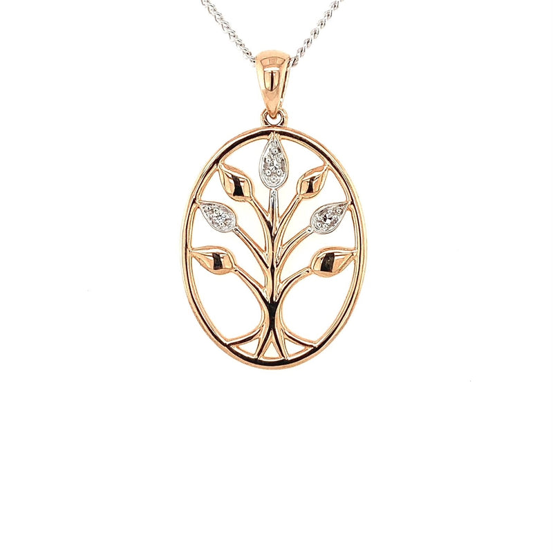 Parrys Jewellers 9ct Rose Gold Diamond Set Tree of Life Pendant