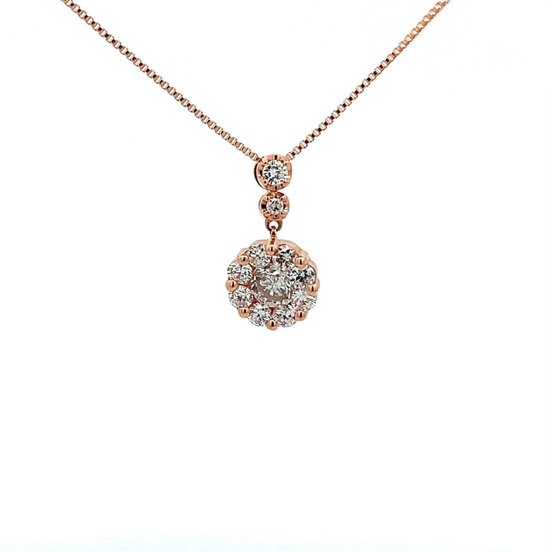 Parrys Jewellers 18ct Rose Gold Diamond Set Pendant with Chain TDW 0.41ct