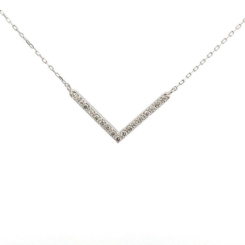 Parrys Jewellers 18ct White Gold Diamond Set V Necklace TDW 0.10ct