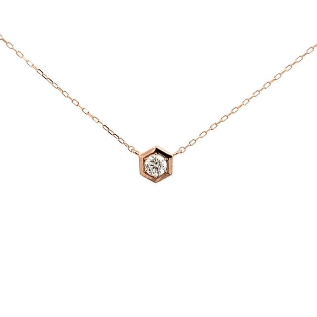 Parrys Jewellers 18ct Rose Gold 0.08ct Diamond Hexagon Necklace
