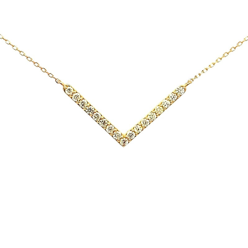 Parrys Jewellers 18ct Yellow Gold Diamond V Necklace TDW 0.21ct