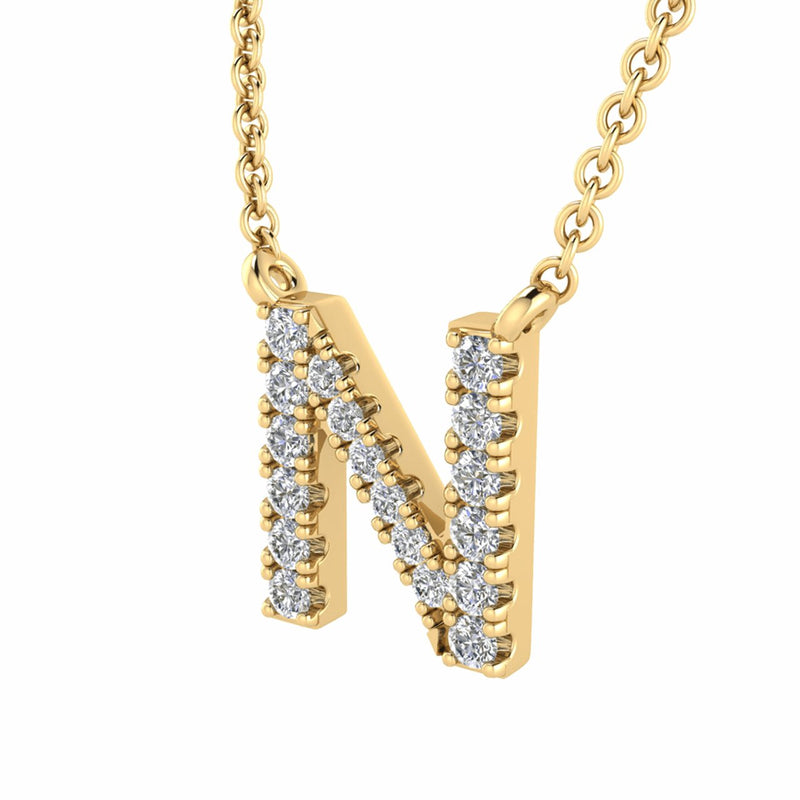 Parrys Jewellers 9ct Yellow Gold Diamond Set Initial "N" Necklace 40+5cm