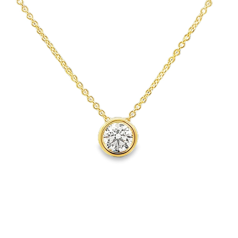 9ct Yellow Gold 0.31Ct Diamond Bezel Set Slider Pendant On 45cm Chain