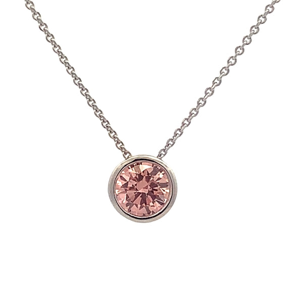 9ct White Gold 0.50ct Bezel Set Vivid Pink LGD Slider Pendant on 45cm Chain