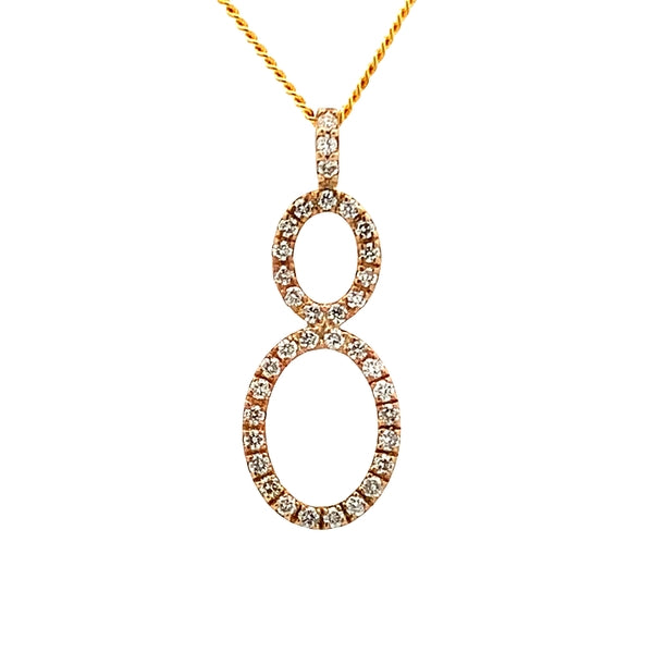 9ct Yellow Gold ydw=0.36ct Diamond Set Dbl Oval Pendant