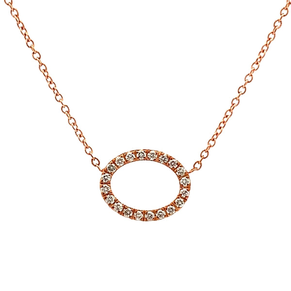 9ct Rose Gold tdw=0.20ct Diamond Set Pendant on Rose Gold Chain