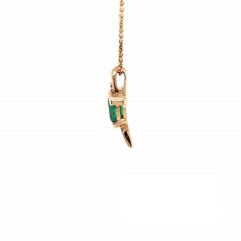 Parrys Jewellers 9ct Yellow Gold 0.42ct Natural Emerald and Diamond Set Pendant TDW 0.06ct