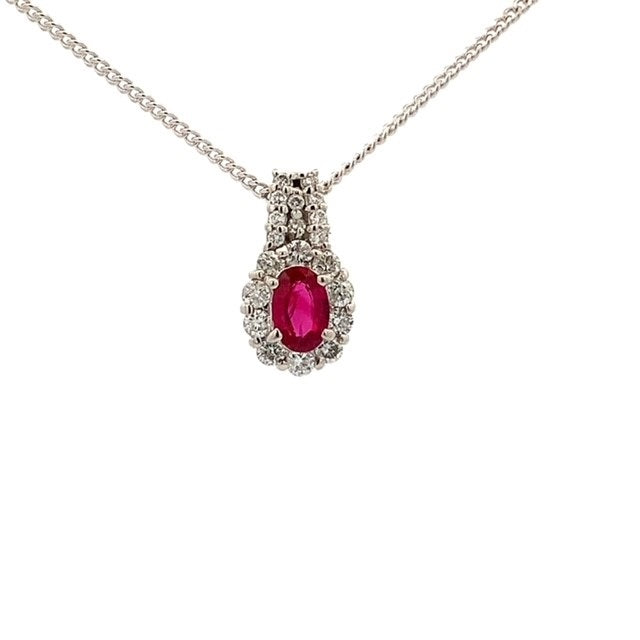 Parrys Jewellers Platinum 0.45ct Ruby and Diamond Pendant TDW 0.38ct